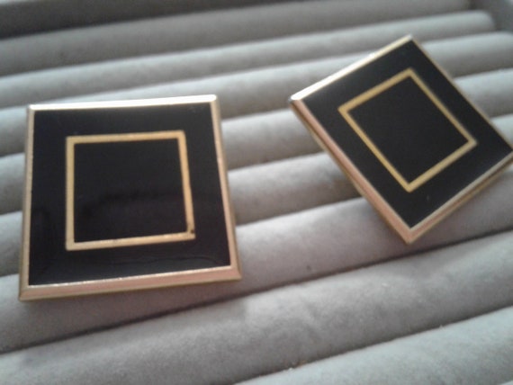 Yves Saint Laurent YSL Geometric Square Black and… - image 2