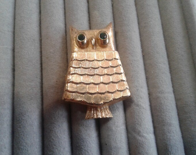Avon "Jewelled Owl" Pin with Empty Perfume Glace Pan