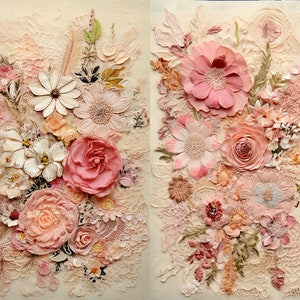 Vintage Floral Lace Junk Journal Pages: Printable Backgrounds (Digital Download)