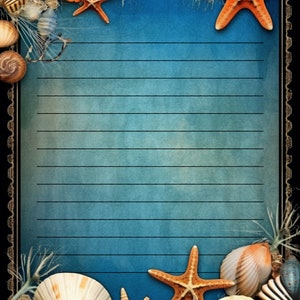 Ocean Treasures Lined and Unlined Writing Papers for Instant Download
