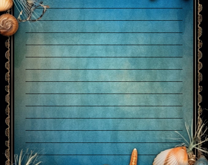 Ocean Treasures Lined and Unlined Writing Papers for Instant Download
