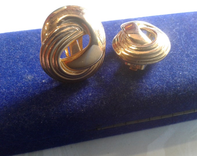 Goldtone Double Swirl Clip On Earrings