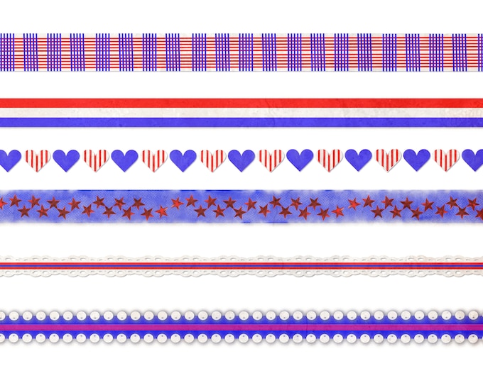 Red, White, and Blue Patriotic Americana Border Collection for Instant Download