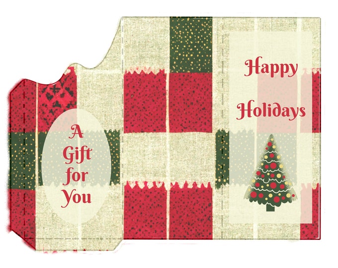 Homespun Holiday Happy Holidays Money Holder Greeting Card Instant Download