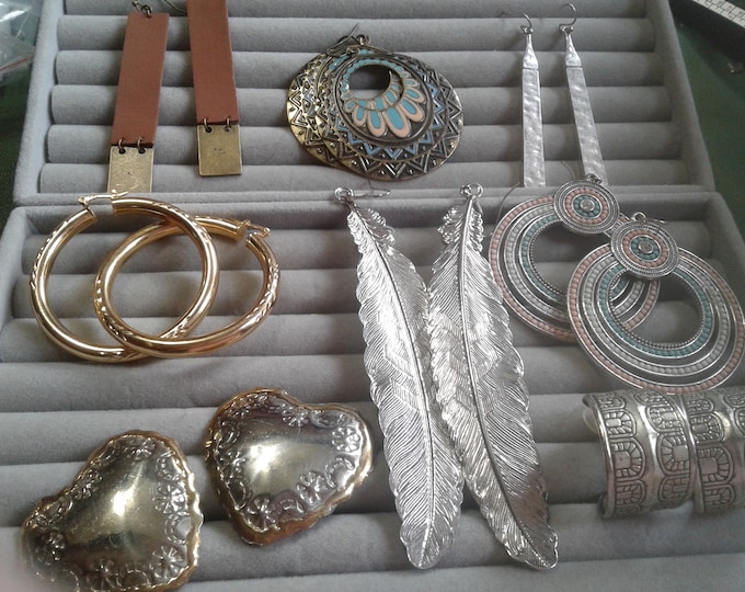 Selection of Vintage Oversized Pierced Earrings, Some Artisan, Your Choice