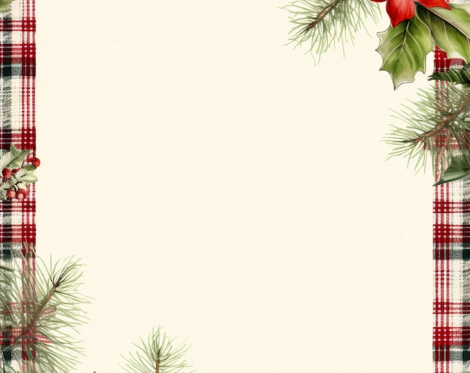 Tartan Memories Christmas Winter Holiday Bordered Digital Papers/Backgrounds for Instant Download