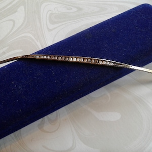 Heavy Sterling Silver Bracelet with Flat Links and Frosted Insert Accents, 925 Italy