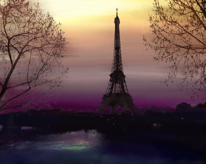 Paris Sunset Digital Art Print by DC Williams