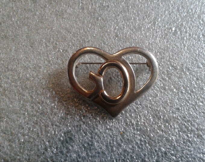 Heart with "God" Duotone Brooch, marked SJR