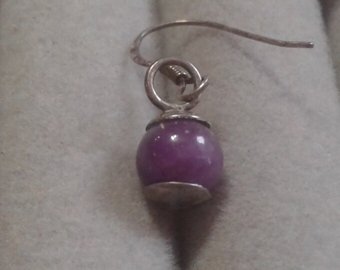 Sterling Silver and Amethyst Tiny Drop Earrings, Marked 925