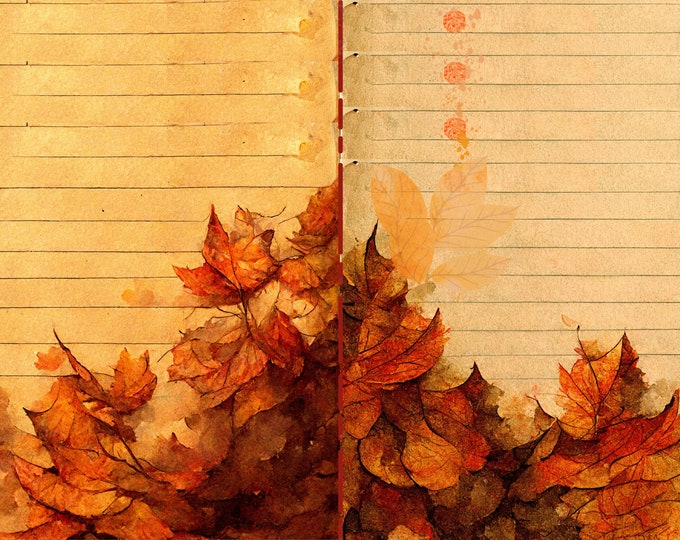 Autumn Journaling Sheets to Print at Home, 10 Designs. 5 Sheets