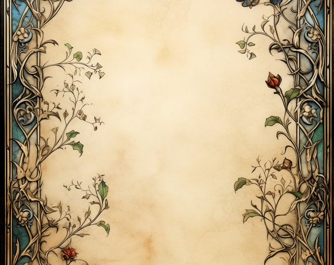 Knotted Flower and Vines Background/Journaling Papers to Use Digitally or Print Yourself, Instant Download