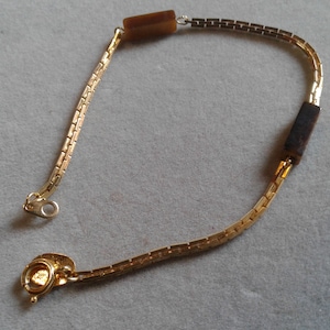 Park Lane Goldtone T Chain and Tigers Eye Bracelet, Signed