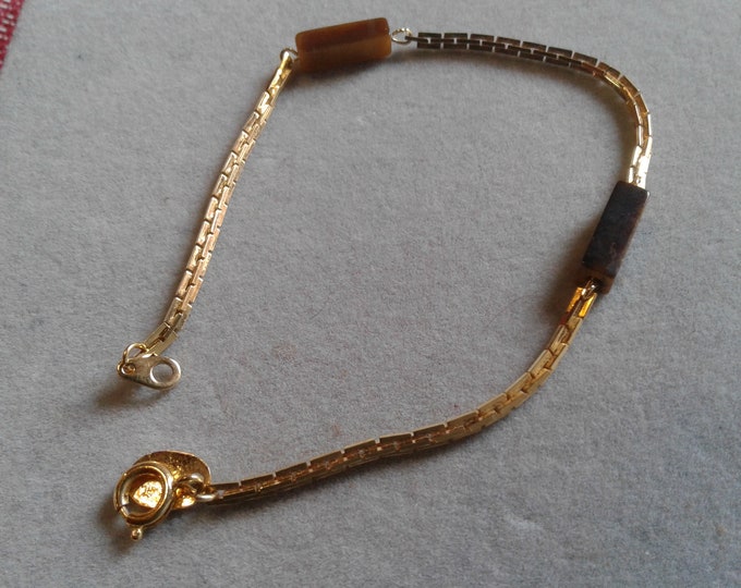 Park Lane Goldtone T Chain and Tigers Eye Bracelet, Signed