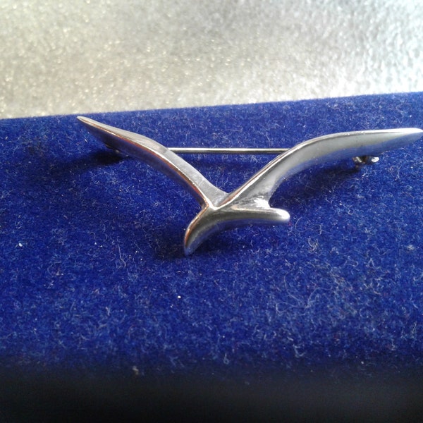 Artisan Sterling Silver Seagull Pin, 925, Unreadable Maker's Mark