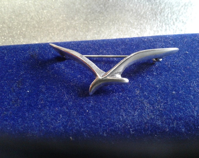 Artisan Sterling Silver Seagull Pin, 925, Unreadable Maker's Mark