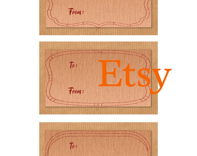 Glitter and Kraft Paper Style Gift Tags to Print at Home Instant Download-Ten Designs