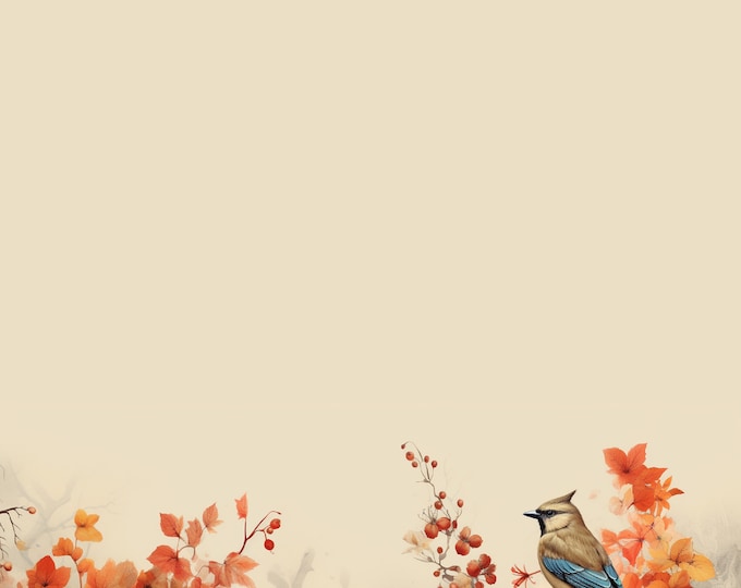 Five Beautiful Autumn Themed Unlined Writing Papers to Download and Print at Home, 8.5 x 11