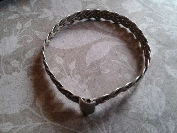 Late Georgian Silver Braided Bracelet with Pin Ca… - image 5