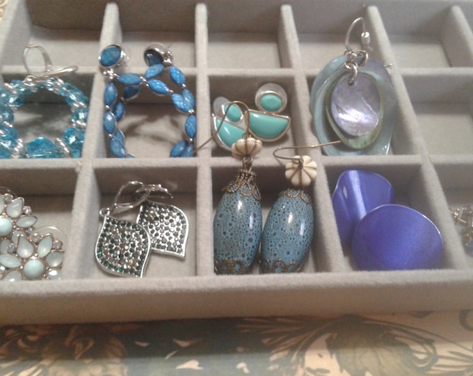 Vintage Blue and Blue Green Earrings, Mostly Drop and Dangle, Your Choice
