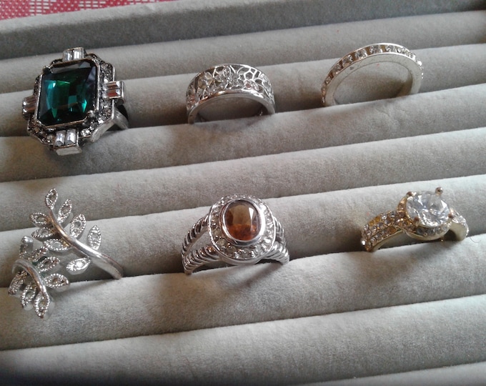 Selection of Rhinestone Fashion Rings, Sizes 6, 7, 8, 9, Your Choice, Assorted Prices and Colors, All Bargains