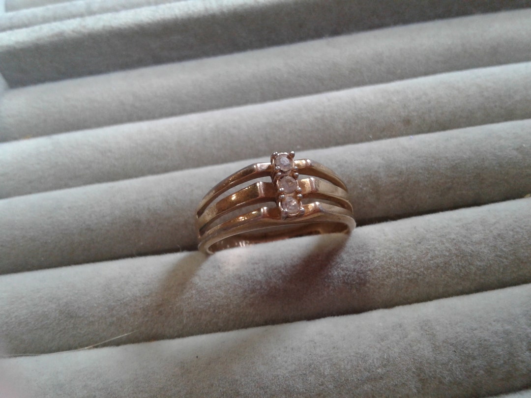 Avon Triple Band Goldone Rhinestone Cocktail Ring, Signed, Size 9 - Etsy