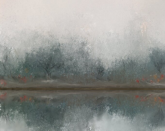 Winter Pond 2 Downloadable Print, Winter Landscape by DC Williams, 8 x 10