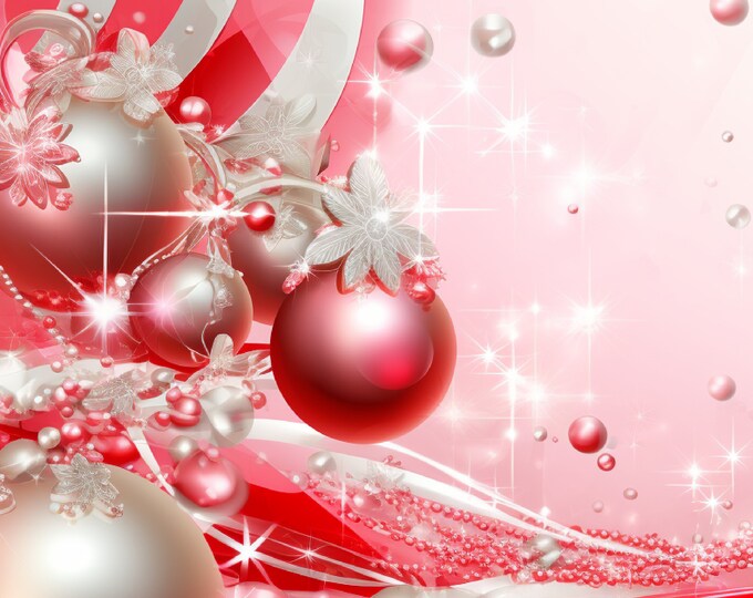 Five Pretty Red and Pink Retro Christmas Digital Papers/Backgrounds for Instant Download
