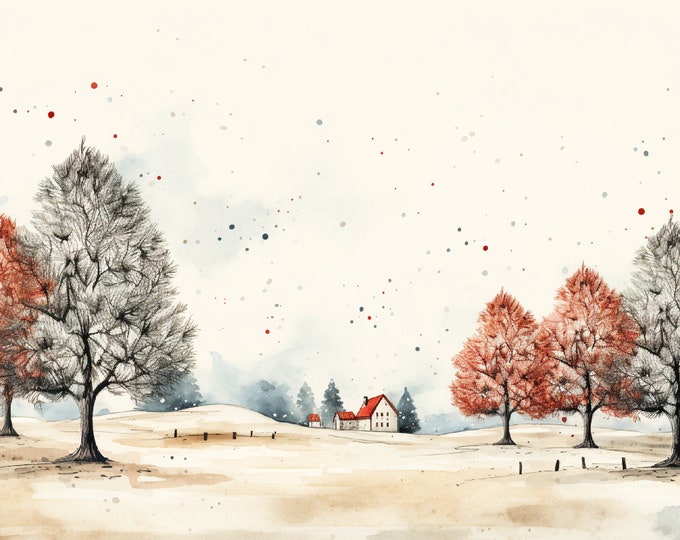 Holiday Christmas Greeting Card Design Pack, Landscape 5x7, Art Only JPG Files for Instant Download Commercial Use
