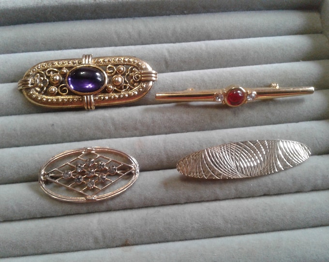 Four Vintage Bar/Oval Brooches, Sold Separately, Your Choice
