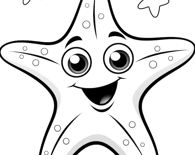 Five Happy Sealife Coloring Sheets for Instant Download