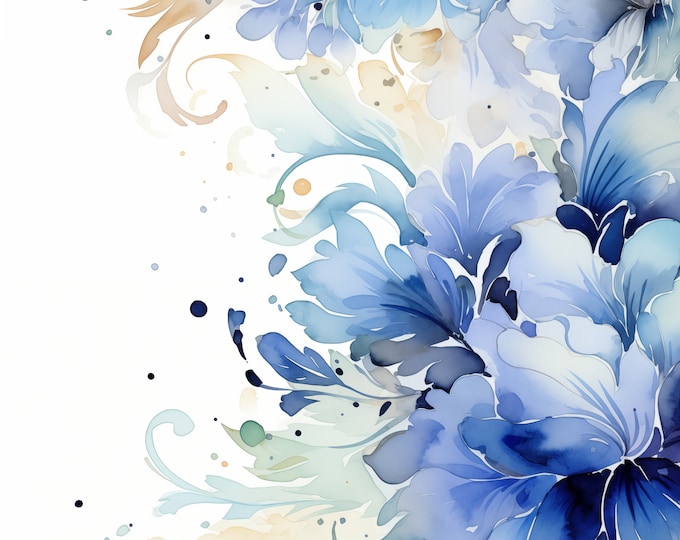 Blue Fancies Digital Papers/Backgrounds for Instant Download