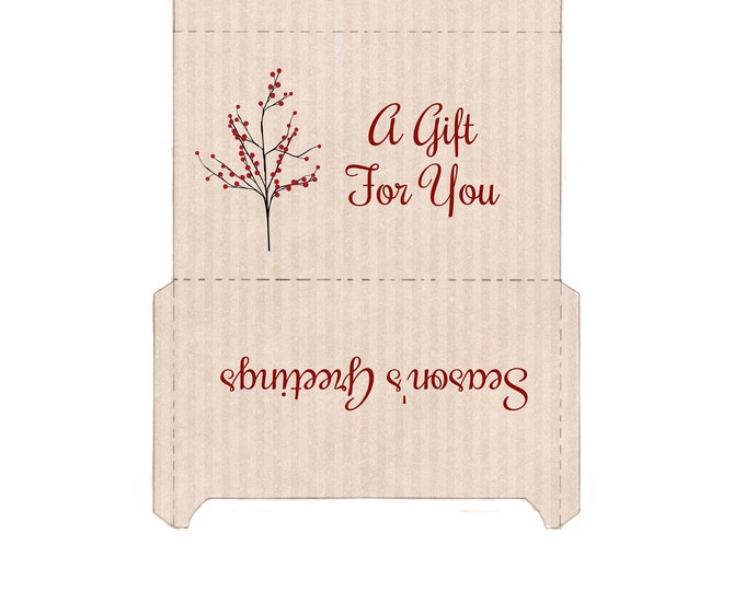 Simple Rustic Red on Kraft Paper Print and Fold Gift Card Holder