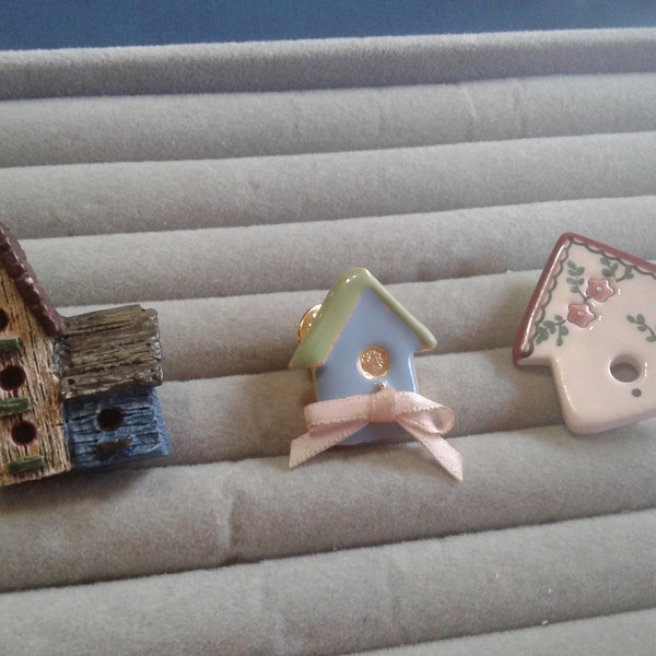 Vintage Small Birdhouse Pins, Your Choice