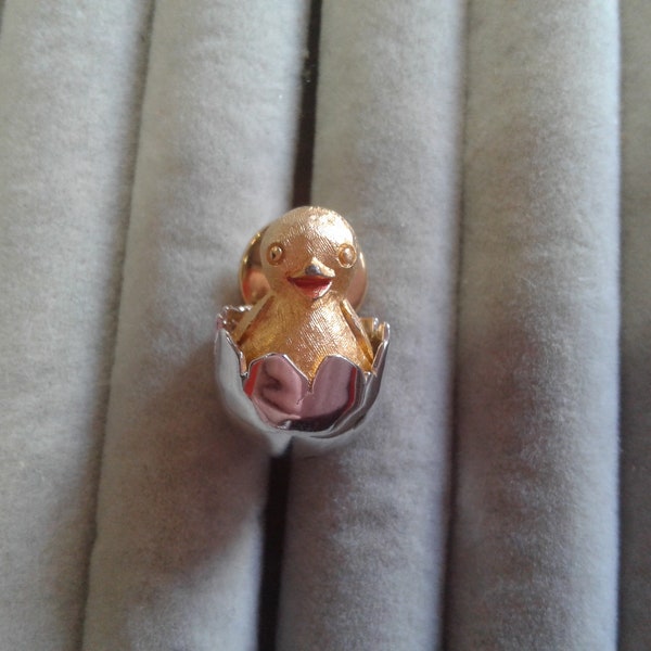 Avon Chick in Egg Tack Pin, Signed