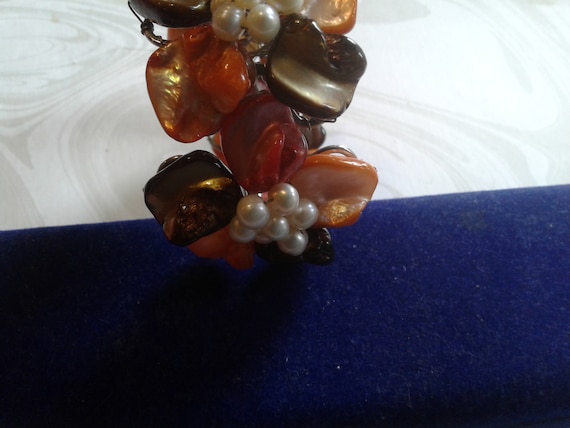 Dramatic Wired Floral Cuff of Freshwater Pearl an… - image 3