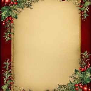 Five Victorian Holly Christmas Bordered Digital Papers/backgrounds for ...