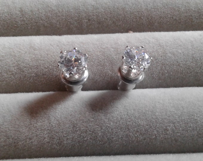 Round Cubic Zirconia Solitaire Stud Earrings
