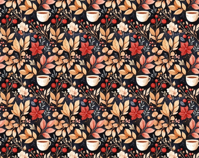 Cups of Warmth Fall/Winter Patterned Seamless Digital Papers, Five Designs