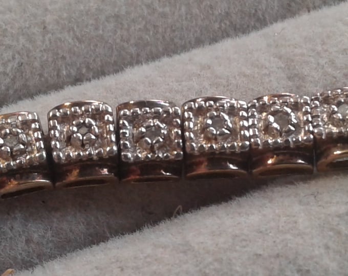 Sterling Silver Vermeil Diamond Tennis Bracelet, Marked 925 China