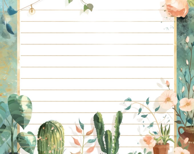 Green Thumb Lined and Unlined Writing Papers--Two Designs to Download and Print at Home