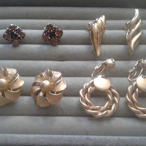 Elegant Goldtone Clip On Earrings, Including Monet and Rhinestones, Your Choice