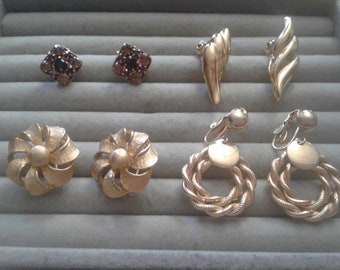 Elegant Goldtone Clip On Earrings, Including Monet and Rhinestones, Your Choice