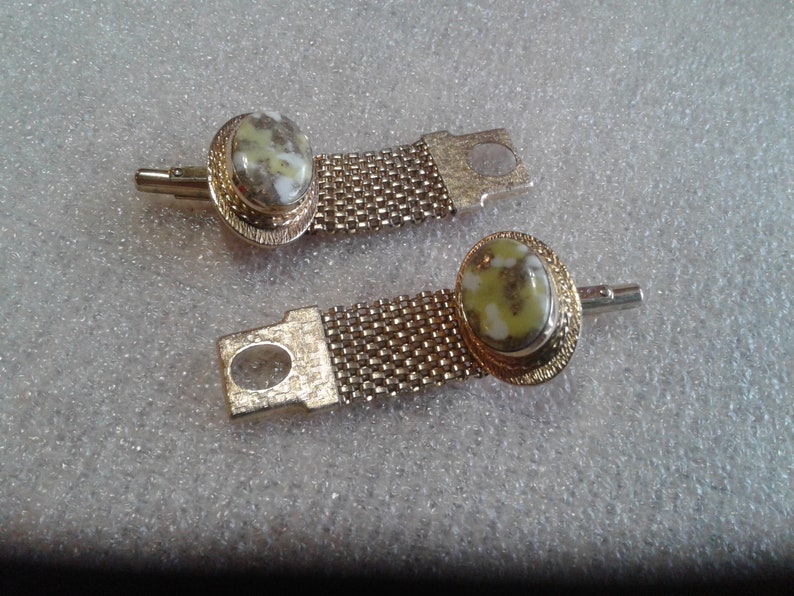 Destino Goldtone and Yellow White and Gold Confetti Lucite Wrap Around Cufflinks Signed