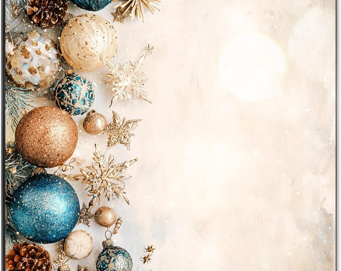 Nostalgic Frost Christmas Winter Holiday Bordered Digital Papers/Backgrounds for Instant Download