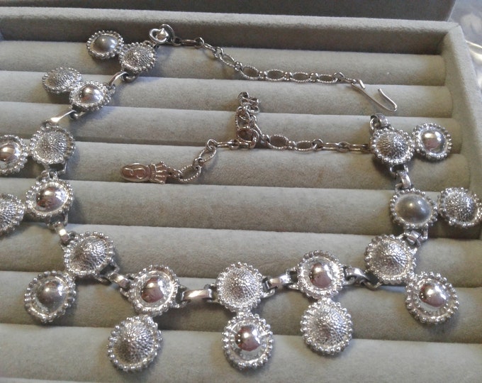 Emmons Silvertone 'Satelitte' Choker with Hook Closure, Signed