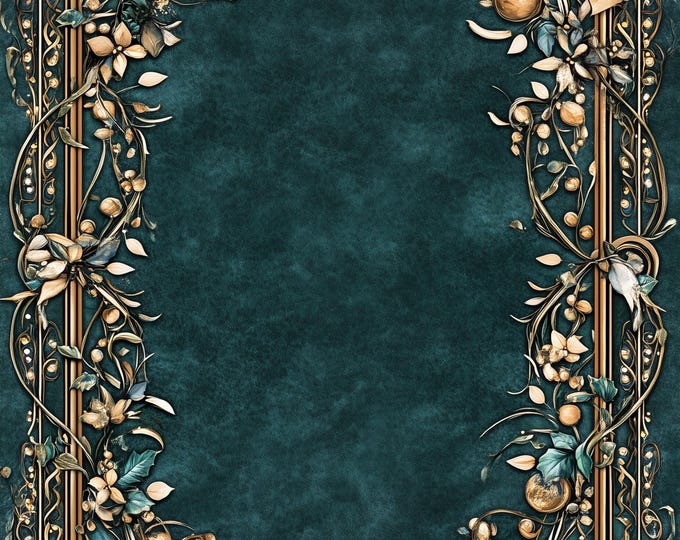 Five Christmas Greens Christmas Winter Holiday Bordered Digital Papers/Backgrounds for Instant Download