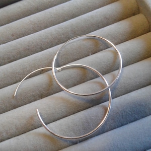 Large Sterling Silver &quot;Endless&quot; Wire Hoops, Marked 925