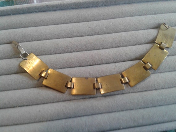 Reinad Brass Rectangular Link Bracelet, Signed - image 1