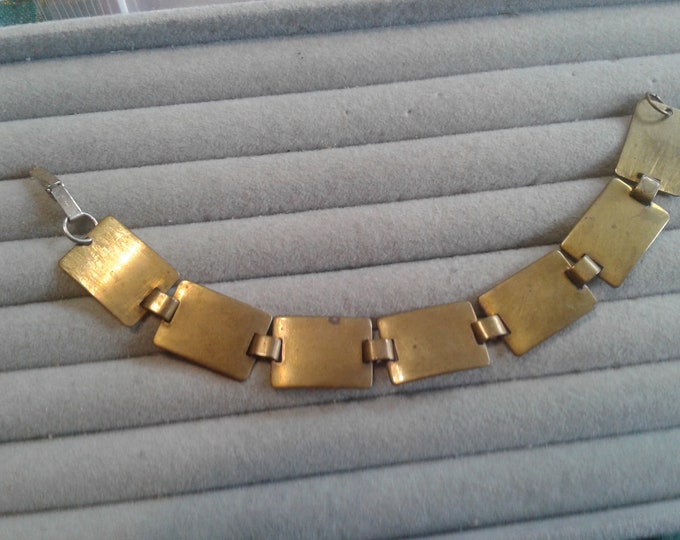Reinad Brass Rectangular Link Bracelet, Signed